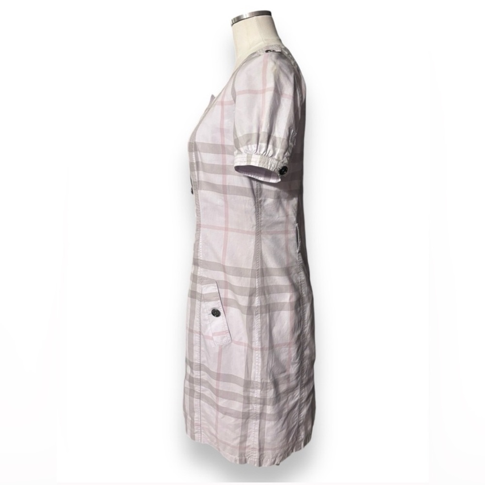 BURBERRY BRIT Lavender Pink Pastel Plaid Cotton Scoop Neck Shirt Dress - Picture 5 of 8